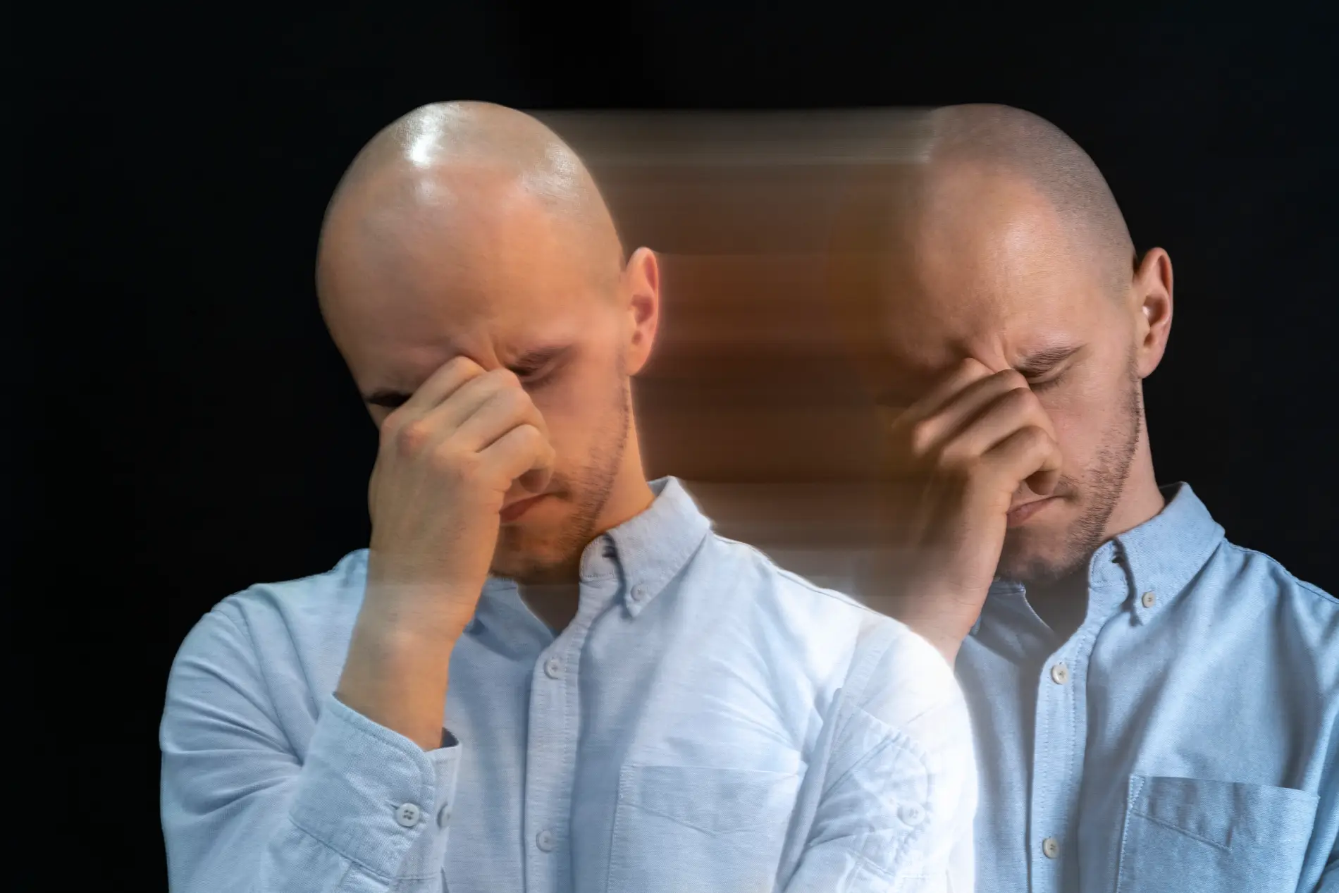 portrait man suffering from schizophrenia